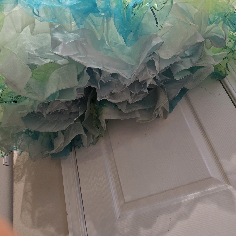 Strapless Blue and Green Floral Gown - Picture 5 of 5